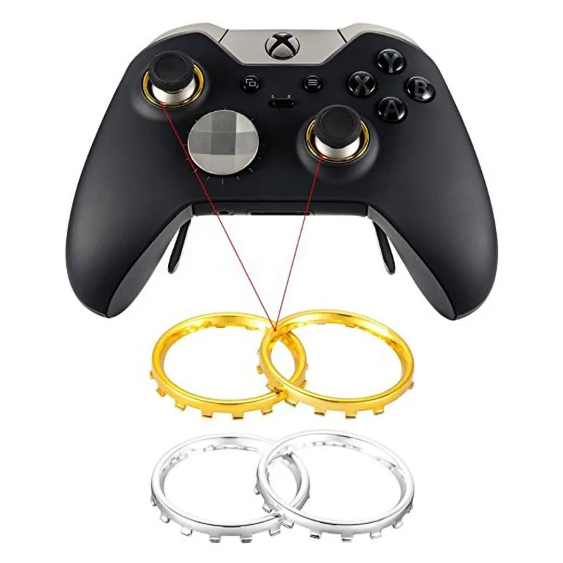 

2pcs chrome custom Thumbstick Accent Rings For Microsoft Xbox One Elite Controller Gamepad Repair Games & Accessories