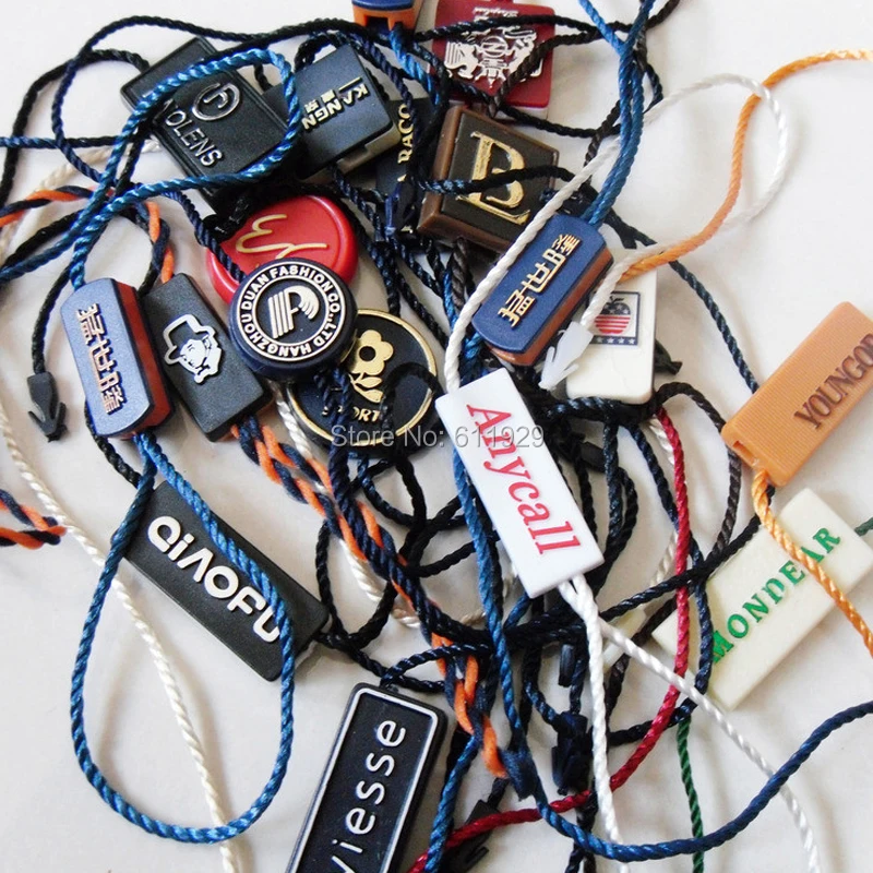 

custom clothing bags hang tag sling string buckle with logo/top quality garment tag cords thread/tag line 5000 pcs a lot