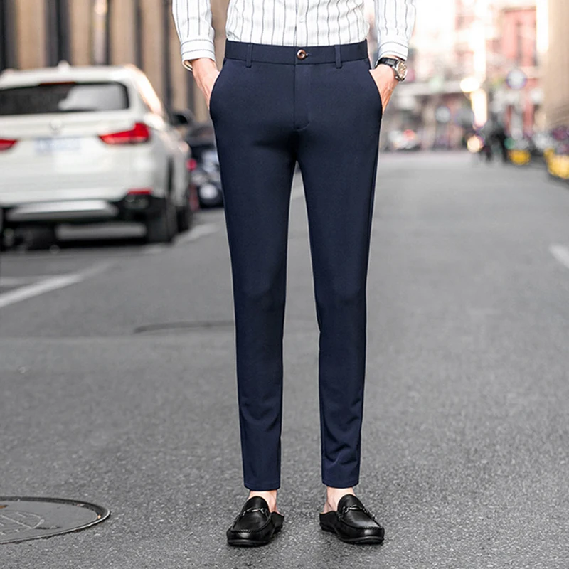 Брюки классические брюки мужские Формальные Карандаш Блейзер брюки костюм брюки новое поступление Pantalon Homme тонкий плюс размер 34 W2578