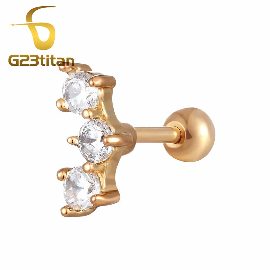 G23titan New Fashion Rose Gold Color Angel Feather Cartilage Earrings Ear Tragus Helix Piercing For Women Men Body Jewelry - Окраска металла: Ear Tragus