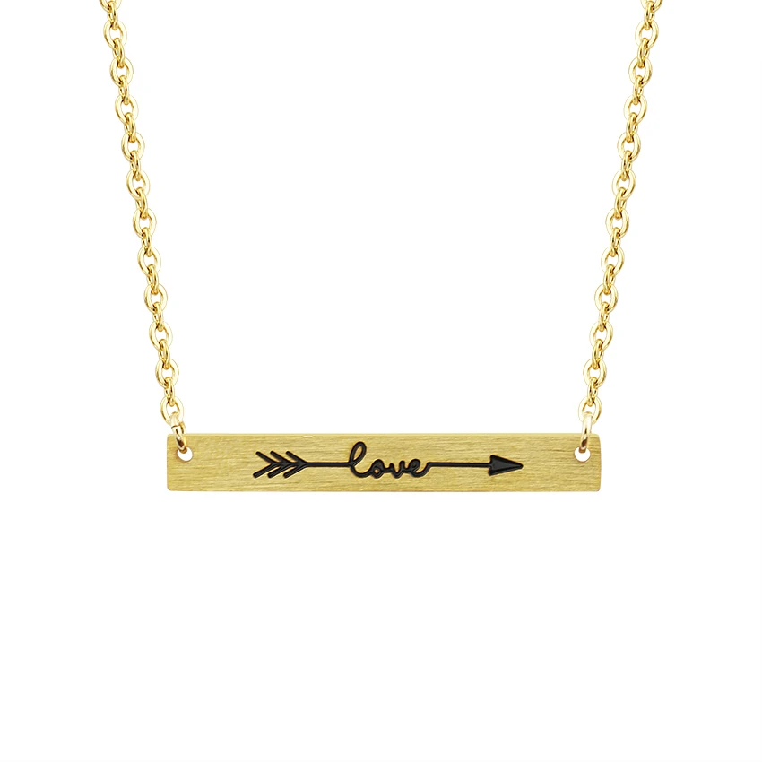 

ACEBFEET 2018 Simple Bar Accessory Necklace Pendant Lettering Love Arrow Pendant Silver Rose Gold Bohemia Chain Collar Women