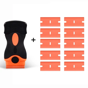 

EHDIS Automotive Razor Scraper+10pcs Plastic Razor Blade Car Sticker Film Glue Removing Squeegee Vinyl Cleaning Tool Window Tint