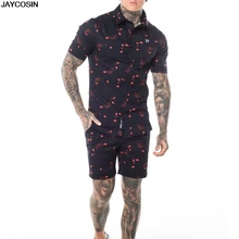 KLV Men's Sets Men Street Shirt and Shorts Summer Bohemia Style Printed Outfit Two Piece Sets Sleeve Sport Quality hot sale 9613 KLV Men's Sets Men Street Shirt and Shorts Summer Bohemia Style Printed Outfit Two Piece Sets Sleeve Sport Quality hot sale 9613
