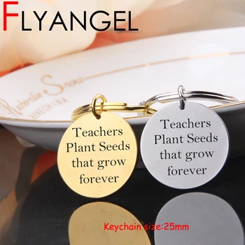 

FLYANGEL Fashion Teacher's Day Keychain Engraved Teachers Plant Seeds That Grow Forever Keyring For Teacher Jewelry Gifts