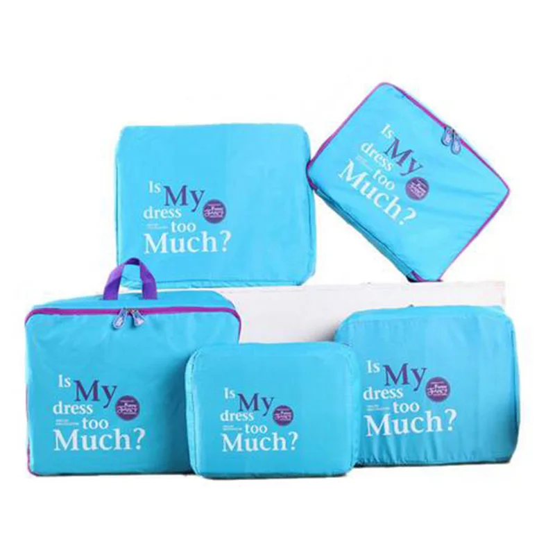 5pcs Waterproof Nylon Mesh Zipper Portable Travel Luggage Storage Bag