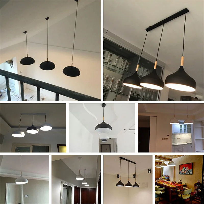 Horsten Nordic Simple Modern Pendant Lights Wood Aluminum Lampshade Industrial Lighting Loft Dining Room Pendant Lamp E27 (26)