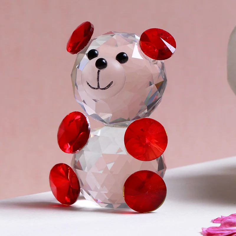 Красочная кристальная фигурка медведь миниатюрное милое украшение медведь украшения дома аксессуары подарок для ребенка свадебные украшения - Цвет: Red