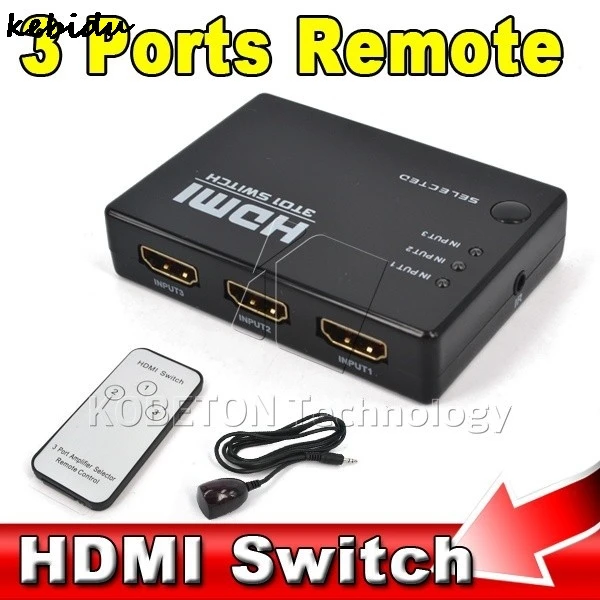 

kebidu HDMI True Matrix 3 / 5 Port HDMI Switch Switcher HDMI Splitter Hub Box for PS3 Xbox 360 HDTV DVD IR Wireless Remote
