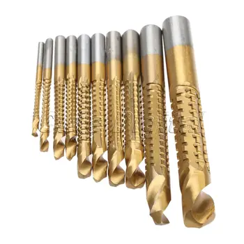 

10Pcs/set Titanium Coated HSS High Speed Steel Saw Drill Bit Set Cutter Tools Woodworking Hole Saw Drill Bits Power Tools 3-13mm