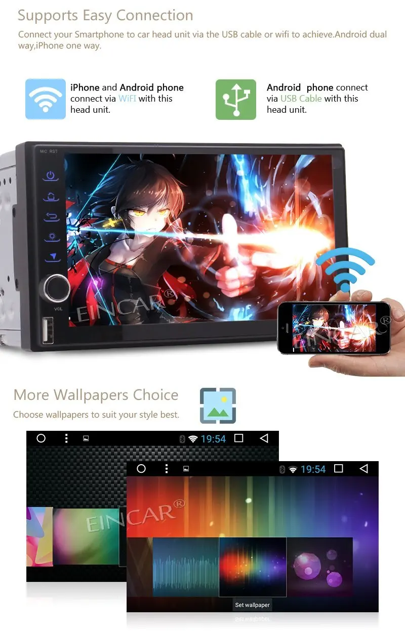 Perfect Android 7.1 Car NO DVD gps Player Stereo Radio Receiver with GPS Navigation steering wheel controls Car Audio with Backup Camera 3