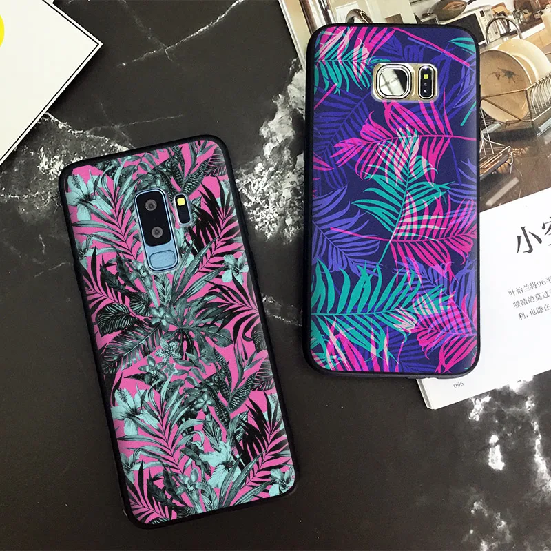 

Nature Plants Colorful leaves coque Soft Silicone Phone Case Shell Cover For Samsung S7 Edge S8 S9 Plus Note 8 9