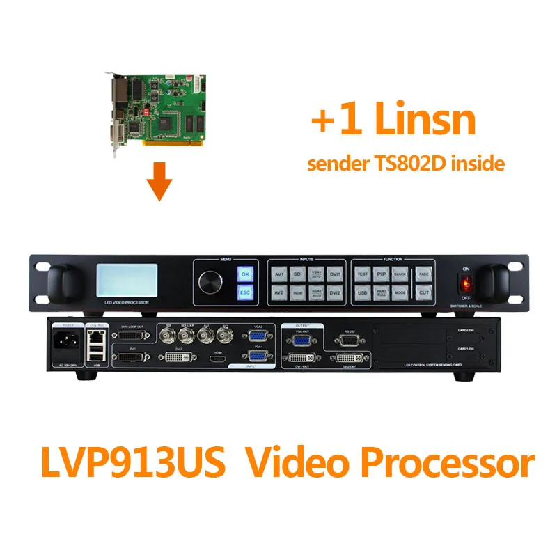 Indoor video switcher with 1 linsn ts802d control card like novastar vx4s controller for indoor p2