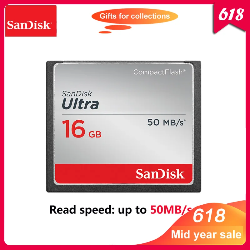

100% Original Sandisk CF Card 16GB Compact Flash Card UItra 333X High-speed 50MB/S SLR Camera Memory Cards