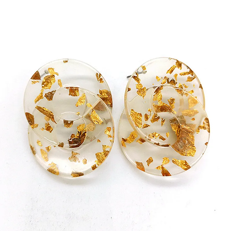 

Korean Transparent With Sliver Gold Color Acrylic Drop Earrings Geometric Circle Dangle Earrings for Women Girl Party Jewelry