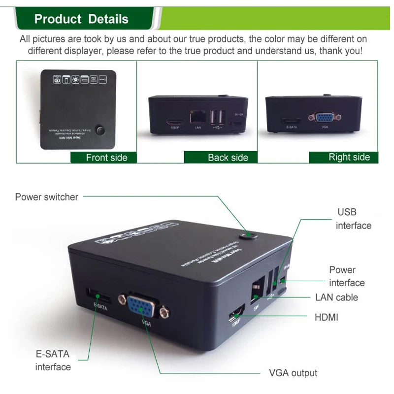 Сетевой видеорегистратор 4Ch Super Mini 1080P ONVIF NVR с цифровым зумом 15X обнаружение