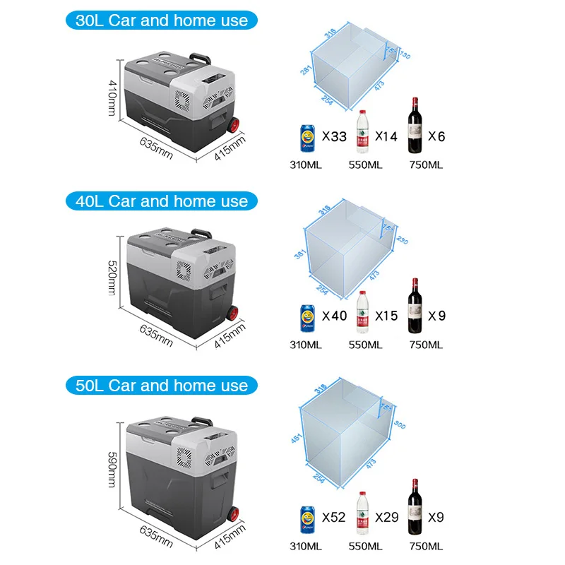  30/40/50L Refrigerator Auto-Refrigerator 12V Portable Mini Fridge Compressor Car Refrigerator Car F