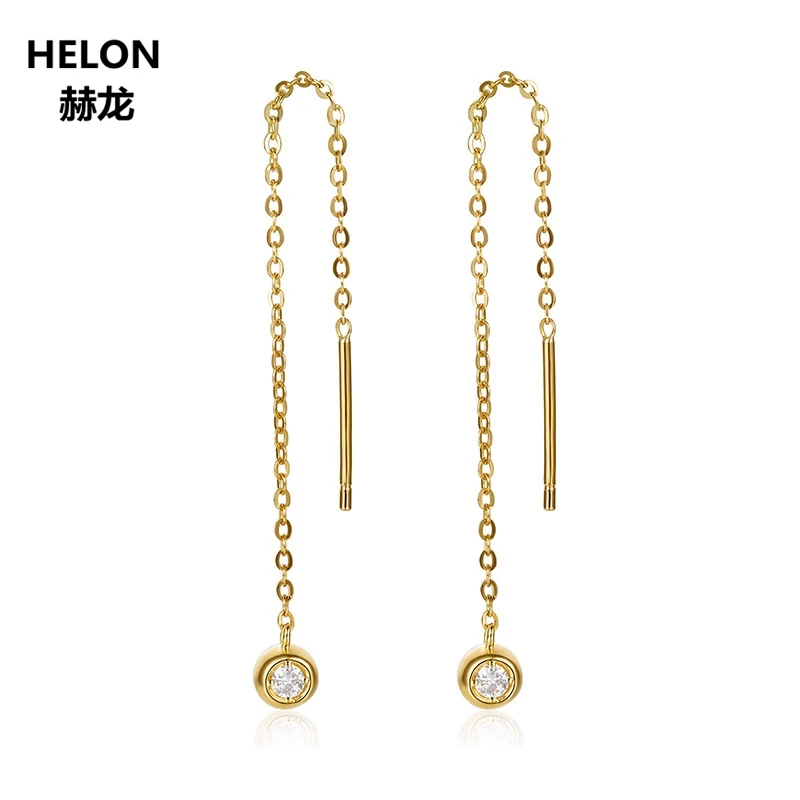 Solid 18k Yellow Gold 0.07ct SI/H Full Cut Natural Diamonds Drop Earrings for Women Engagement Wedding Fine Jewelry Chain Solid 18k Yellow Gold 0.07ct SI/H Full Cut Natural Diamonds Drop Earrings for Women Engagement Wedding Fine Jewelry Chain