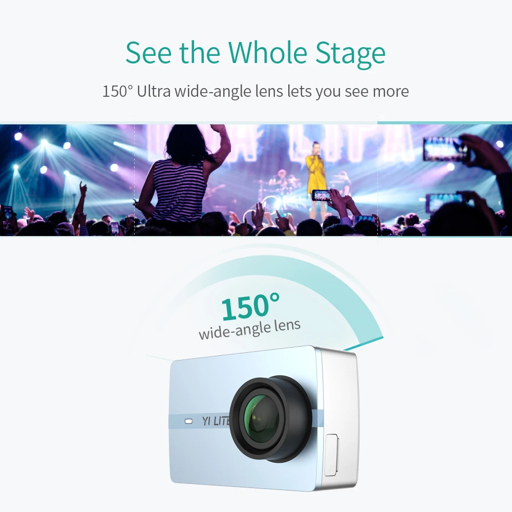 YI Lite Action Camera 16MP Real 4K Sports Camera with Built-in WIFI 2 Inch LCD Screen 150 Degree Wide Angle Lens Black