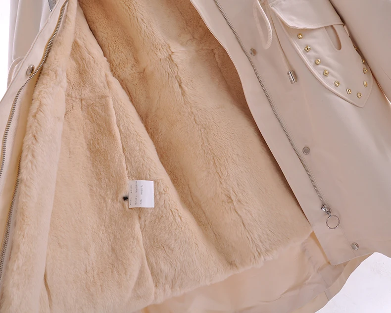 Discount 2019 Fur Parka Real Rex Rabbit Fur Lining Removable With Big Raccoon Fur Hooded Long Sleeve 5