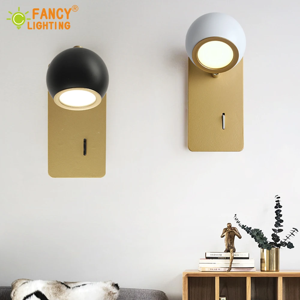 

(Free LED Light Source) Led Wall Light Warm/Cold/Natural White wall lamp for bathroom/mirror bedroom light Black/ White wandlamp