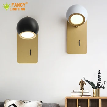 

(Free LED Light Source)Led Wall Light Warm/Cold/Natural White wall lamp for bathroom/mirror bedroom light Black/ White wandlamp