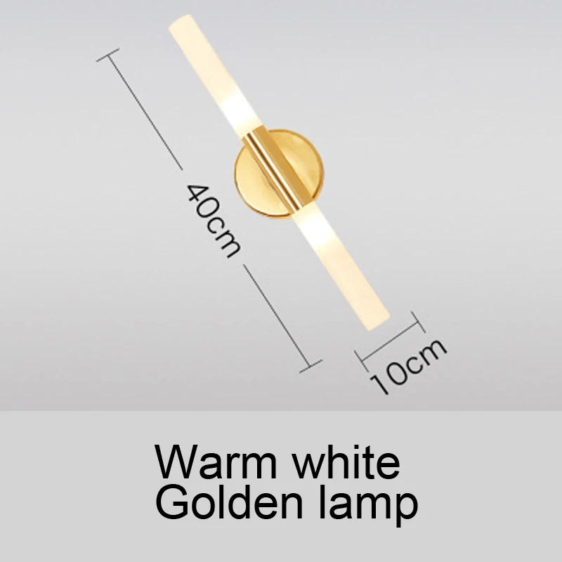 Современный металлический светодиодный светильник, настенный светильник, бра для спальни, фойе, гостиной, настенный светильник, настенный светильник, светильник, светодиодный настенный светильник - Цвет абажура: Golden warm white