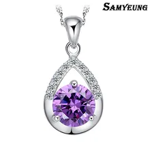 

Samyeung Big Crystal Water Drop Necklaces Women Jewelry Silver Chain Necklace Female Neckless Nacklace Collier Femme Bijoux