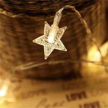 

CHENGYILT fair led string lamp five star led copper wire string light 3m 20leds 3V AA battery Warm white holiday led string