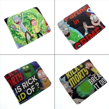 

Rick and Morty Pickle Rick Short Wallet Student Bifold Photo Card Holder Layers Pu Boys Girls Men's Cartoon 3D Print Wallets