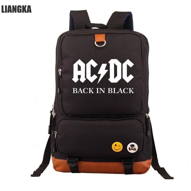 

LIANGKA College School Backpack Boy Girls Rock Band AC/DC Backpacks Bookbag for School Canvas Men Daypack Mochila