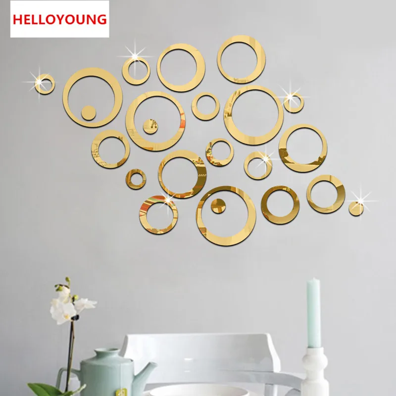 QT 0132 DIY Home Decor Removable Creative Acrylic Circle Wall Stickers