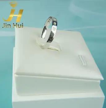 

JH Solid 9ct 9K Genunie White Gold 4mm Polished 0.15ct I/I1 Diamond band Ring Fine Jewelry For Womens Ladys Ring Free Shipping