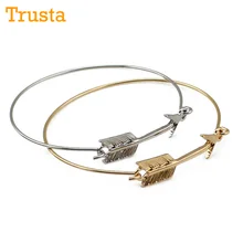 Trusta 2017 Women Jewelry 1Pcs Fashion Jewelry 2.6″ Diameter Thin Bangle Charm Gold/Silver Arrow Bracelet RAJ Free Shipping