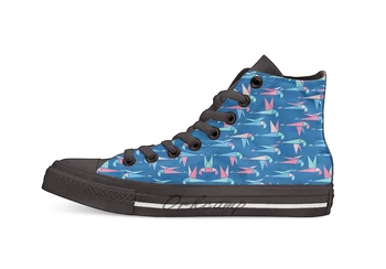 

Flight Blue High Top Canvas Shoes Flat Casual Custom Unisex Sneaker Drop Shipping