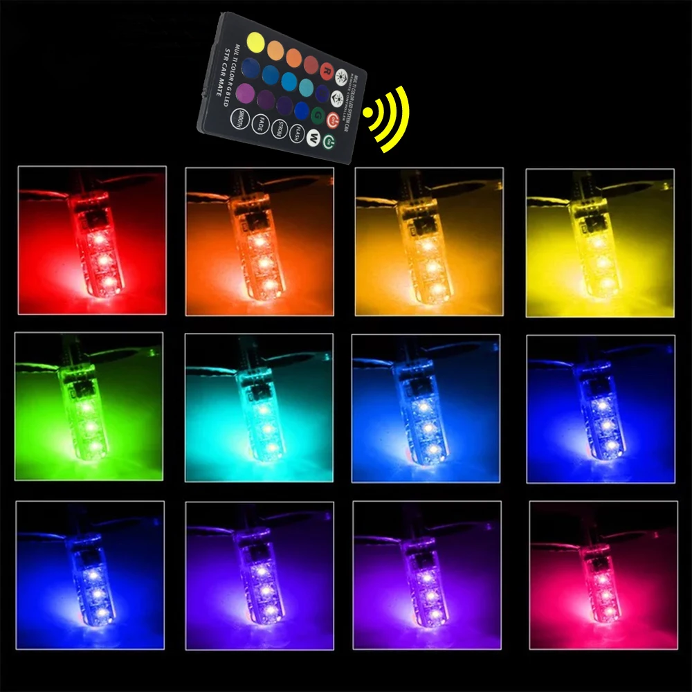 Светодиодная сигнальная лампа T10 RGB 5050 SMD автомобильное внутреннее декоративное