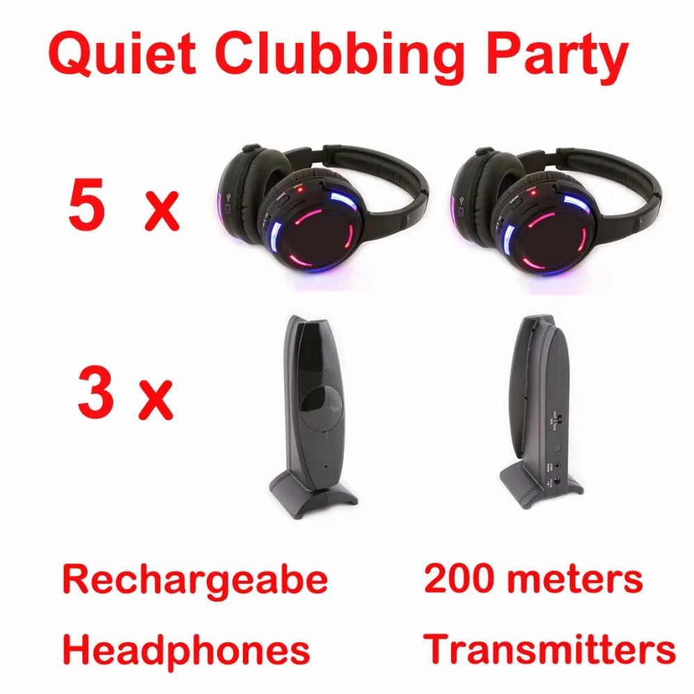 Профессиональные светодиодные беспроводные наушники Silent Disco complete system тихий