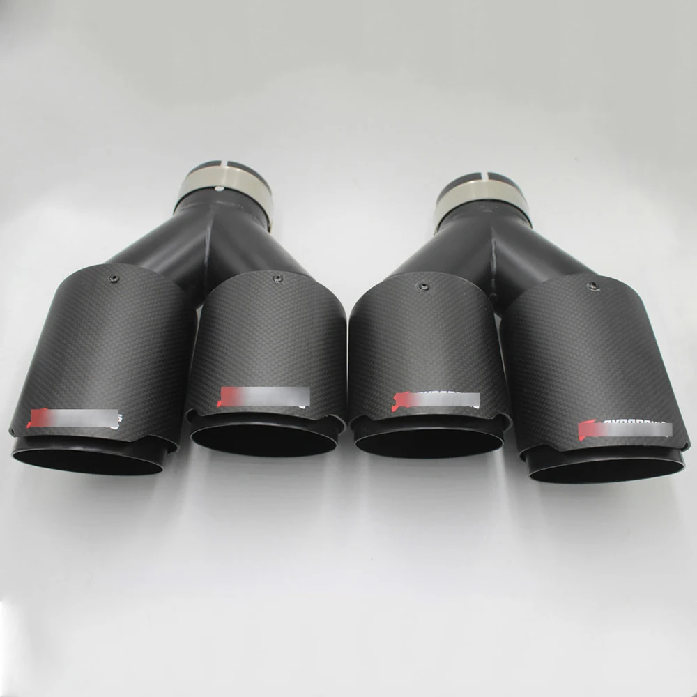 2PCS 63MM IN 101MM OUT AK Dual carbon fiber exhaust tip Matt Black