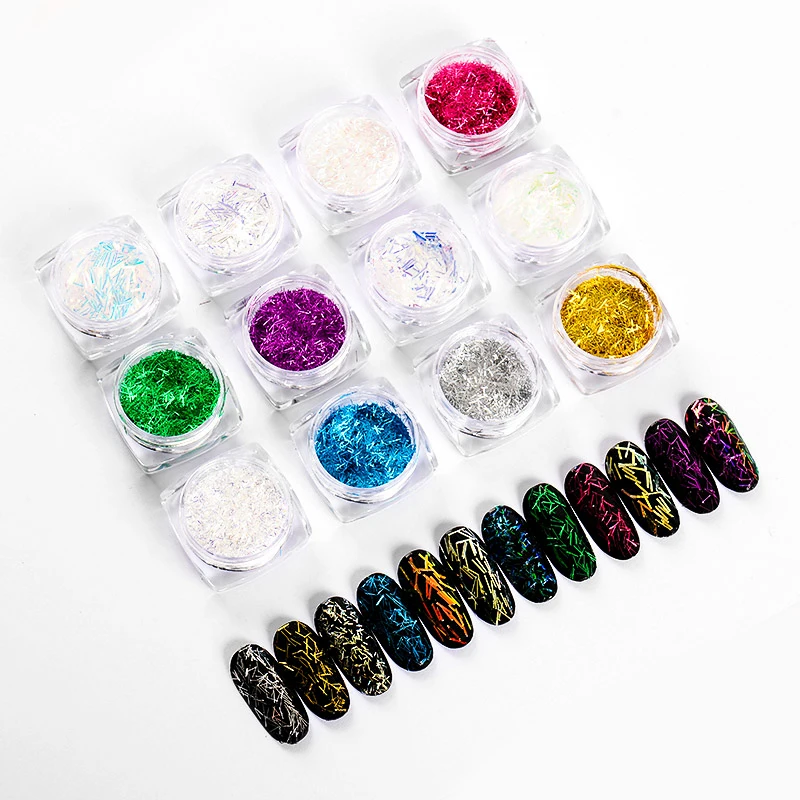 

Mtssii 1 Box Shiny Nail Glitter Colorful Nail Sequins DIY Nails Sequins Powder Manicure Shinning UV Gel 3D Nail Art Decorations