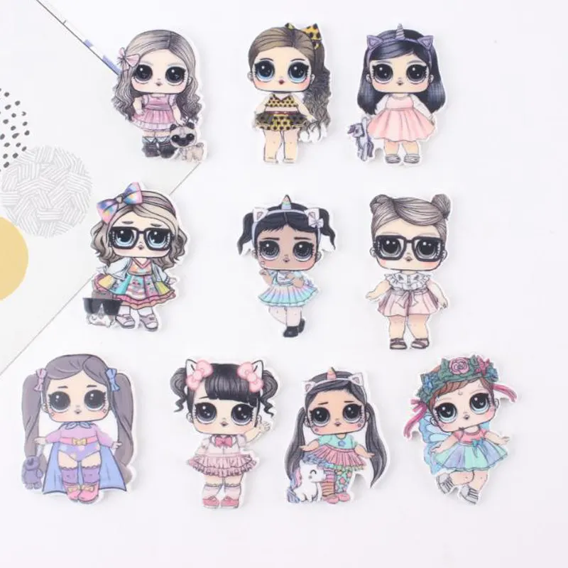 

10PCS Mixed Planar Resin Beautiful Girls DIY Hair Pin Brooch Jewelry Accessories Surprise Girl Mobile Phone Case Decoration