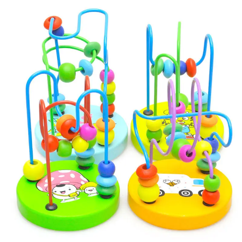 Игрушка для раннего развития детей детские цветные красочные деревянные Мини вокруг бусины обучающая математическая игрушка случайный цвет WYQ