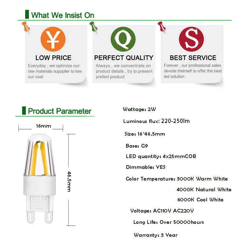 10 шт. G9 светодиодный лампы 220V 110V затемнения 2 Вт накаливания COB супер яркий светодиодный G9 лампы 4 светодиодный заменить 20 Вт галогенная лампа для прожектор люстра