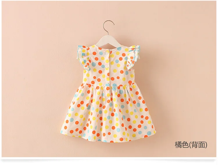 2018 Summer 2-10 Years Beautiful Pretty Sweet Children Baby Kids Pleat Short Fly Sleeve Party Prom Polka Dot Dresses For Girls (3)