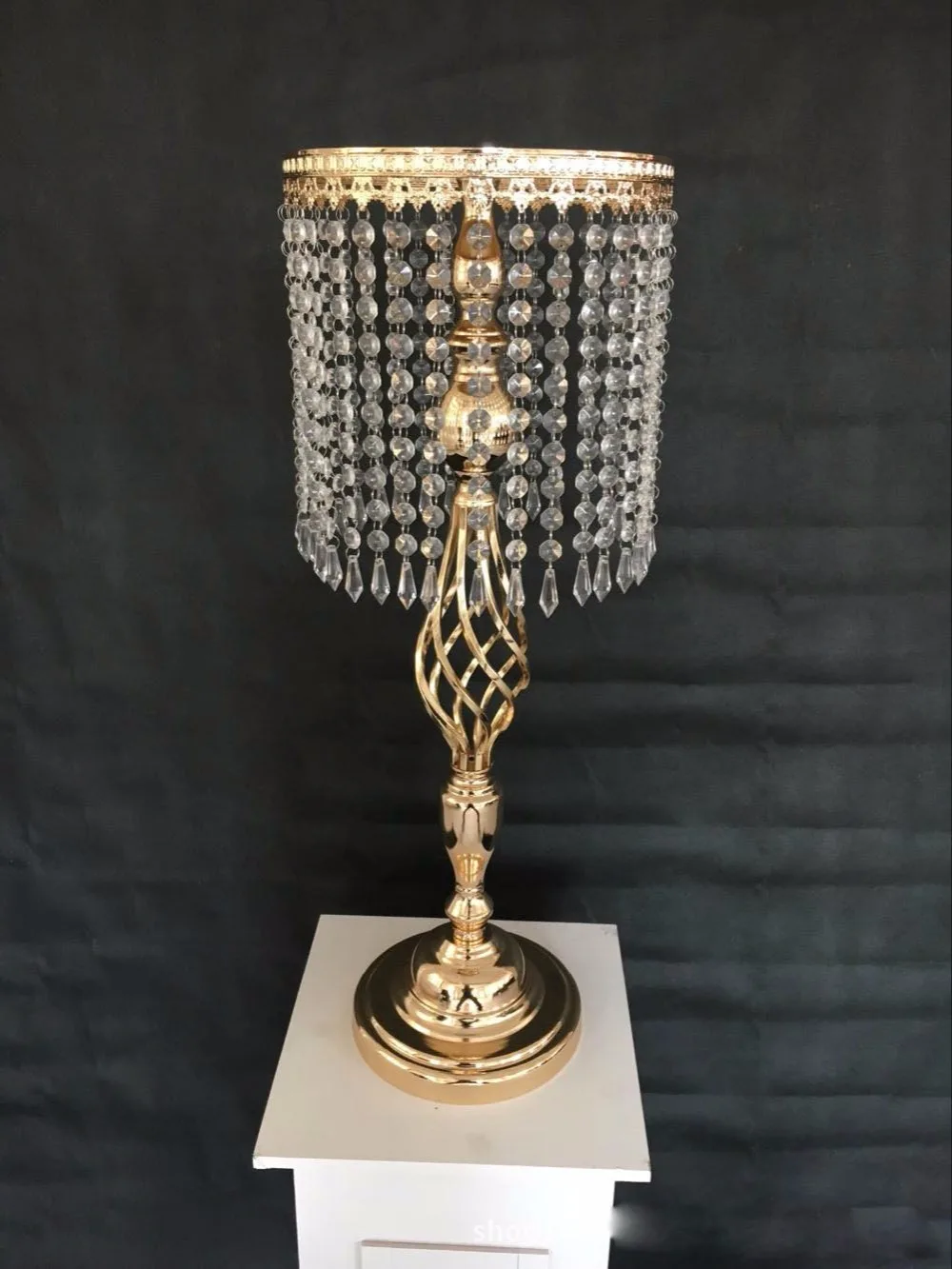 

New arrival 70 cm tall gold Acrylic crystal wedding table centerpieces vase decoration event party supplies