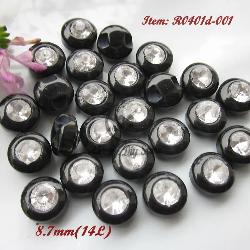 144pcs 8.7mm 11/32" Mini black rhinestone buttons animal eyes buttons