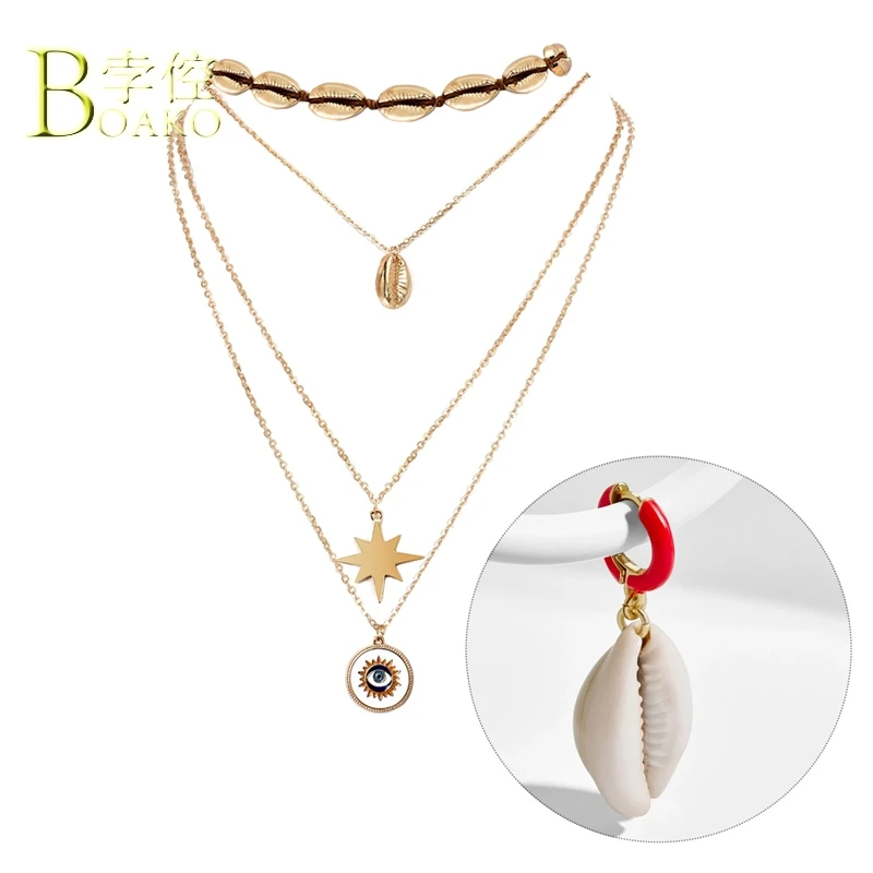 

BOAKO Sea Shell Earrings For Women Natural Seashell Earrings Dangle Shell Pendant arete Summer Party Drop Earrings Jewelry B5