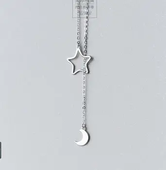 

Real. 925 Sterling Silver CRESCENT MOON Star lariat Y-Shape Necklace Pendant jewelry gift GTLX1100