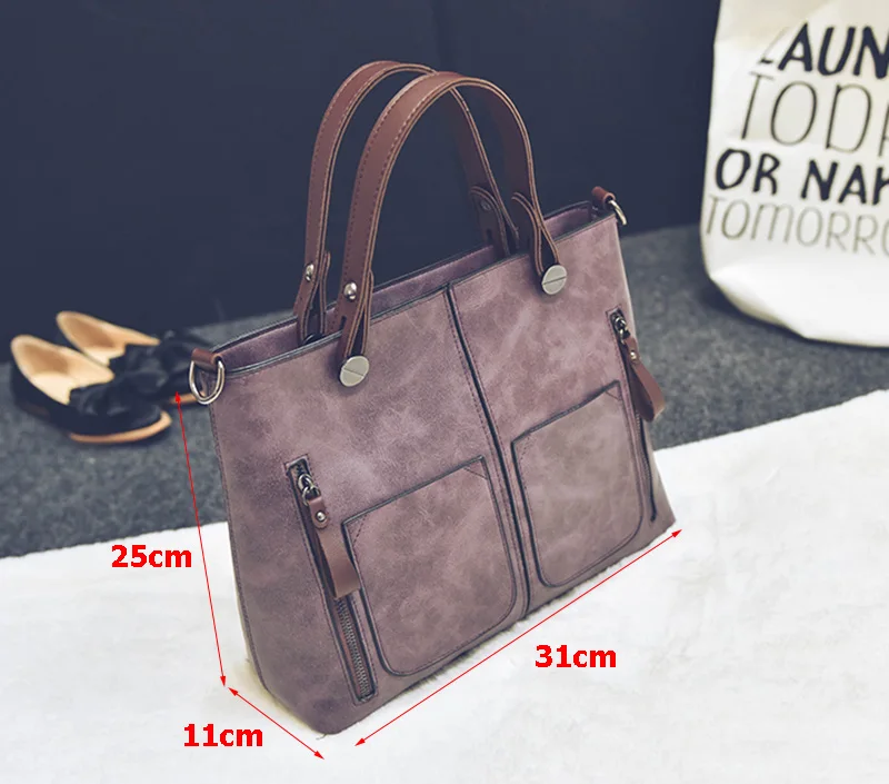 Women Shoulder Bag Vintage PU Leather Casual Totes Female Daily Shopping Bags Luxury Designer Ladies Handbag Dames Tassen SS0375 (11)