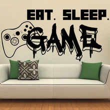 Наклейка на стену для геймера Eat Sleep Game контроллер видео настенный игровой стикер для спальни Виниловые наклейки настенные декор обои G52