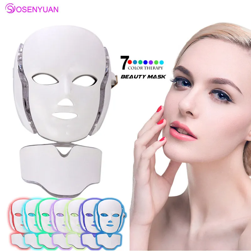 

LED Facial Mask 7 Color Light Photon Tighten Pores Skin Rejuvenation Anti Acne Wrinkle Removal Therapy Beauty Salon