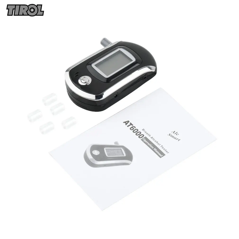 

Digital Breath Alcohol Tester LCD Breathalyzer Analyzer With 5 Mouthpiece High Sensitivity Professional Quick Response AT6000